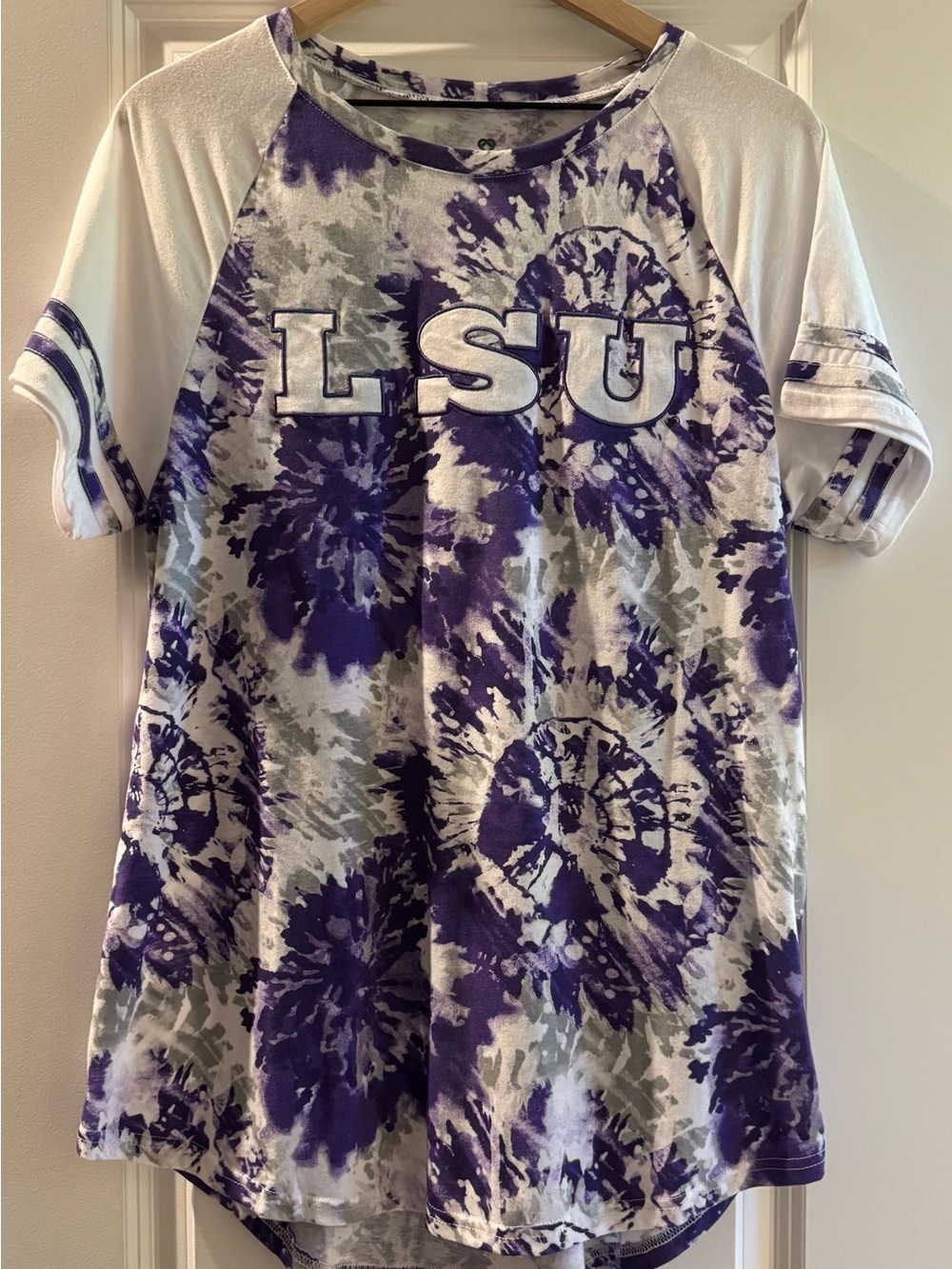 Colosseum Purple & White LSU Tie-Dye Raglan Tee